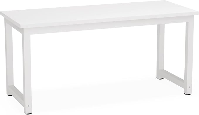 Tribesigns Computer Desk, 63 inch Large Office Desk Computer Table Study Writing Desk for Home Office, White