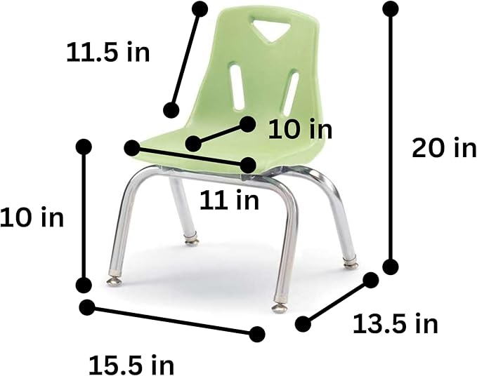 Berries Jonti-Craft 8140JC6130 Stacking Chairs with Chrome-Plated Legs, 10" Height, Key Lime, Pack of 6