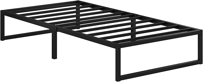 EMODA 12 Inch Twin Bed Frames No Box Spring Needed, Heavy Duty Metal Twin Platform Bed Frame, Noise Free, Easy Assembly, Black