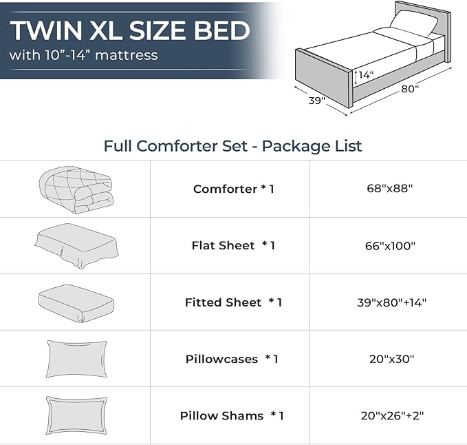 HEVUMYI Purple Twin-XL Comforter Set - 5-Piece All Season Bed in a Bag Twin-XL, Ultra Soft Bedding Set with Comforter, Flat Sheet, Fitted Sheet, Pillowcases, Pillow Shams, Lavender Purple