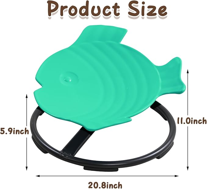 Spinning Chair for Autistic Kids, Sensory Toys for Kids With Autism, 360° Sensory Swivel Chair, Fish-Shaped Spin Seat for Children With ADHD, Safe & Smooth Sit and Spin Improve Balance (Dark Green)