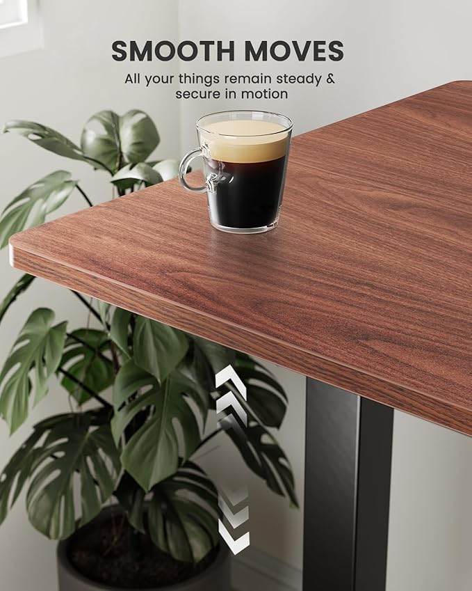 ErGear Height Adjustable Electric Standing Desk, 63 x 28 Inches Sit Stand up Desk, Large Memory Computer Home Office Desk with Two-Piece Desktop (Walnut)