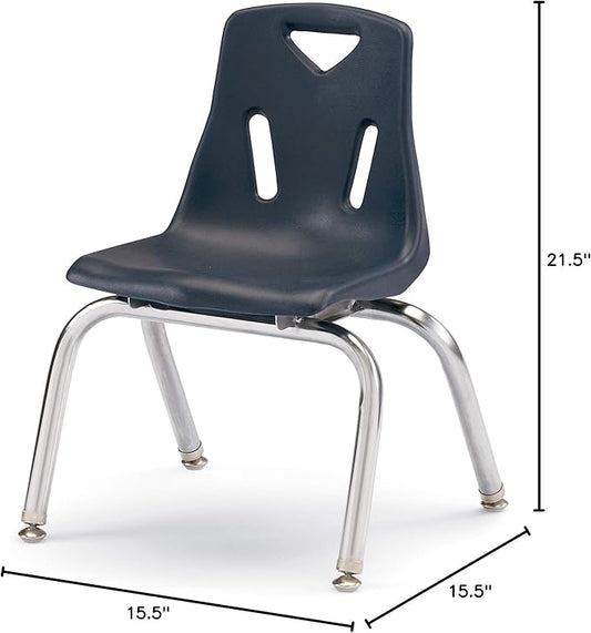 Jonti-Craft Berries 8142JC1112 Stacking Chair with Chrome-Plated Legs, 12" Height, Navy