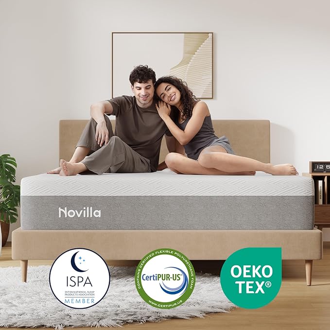 Novilla King Mattress, 10 Inch Gel Memory Foam King Size Mattress for Cool Night & Pressure Relief, Medium Plush Bed, Bliss