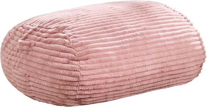 Hobestluk 3FT Bean Bag Chairs Adult Bean Bag with Portable Handle Comfy Large Bean Bag Chair with Removable Cover for Living Room Bedroom or Reading Nook (Stripe Pink, 3FT)
