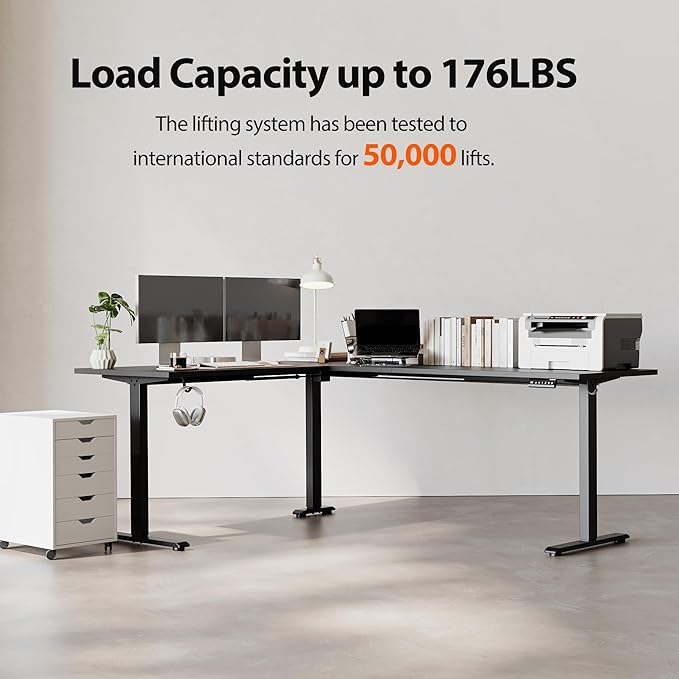 Agilestic L-Shaped Standing Desk Adjustable Height, Electric Corner Standing Desk, Sit Stand Up Desk, 75x61 inch Sit Stand Computer Table, Black