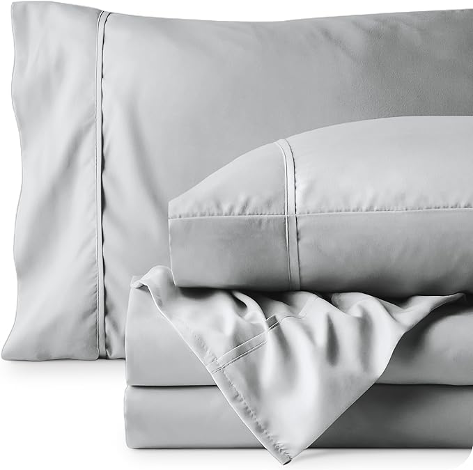 Bare Home Twin XL Sheet Set - 1800 Ultra-Soft Microfiber - Double Brushed - Deep Pockets - Easy Fit - 3 Piece Set - Bed Sheets (Twin XL, French Grey)