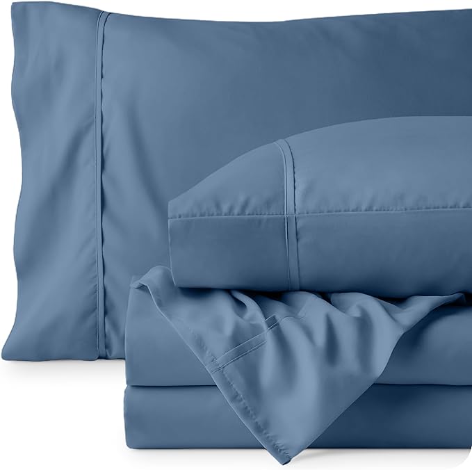 Bare Home Ultra-Soft Twin Sheet Set - Luxury 1800 - Hydro-Brushed - Deep Pockets - Easy Fit - 3 Piece Set - Bedding Sheets & Pillowcases (Twin, Coronet Blue)