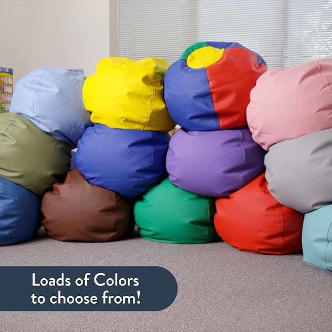 Children's Factory, CF610-076, 26" Go2 Bean Bag, Sky, Kids Flexible Seating for Reading Nook, Daycare, Playroom, Classroom, and Homeschool Furniture