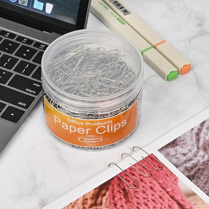 Medium Paper Clips,Paper Clip Medium Size,700 Pcs Clips Office Supplies for Paperwork Ideal for Home, School and Teacher Supplies.