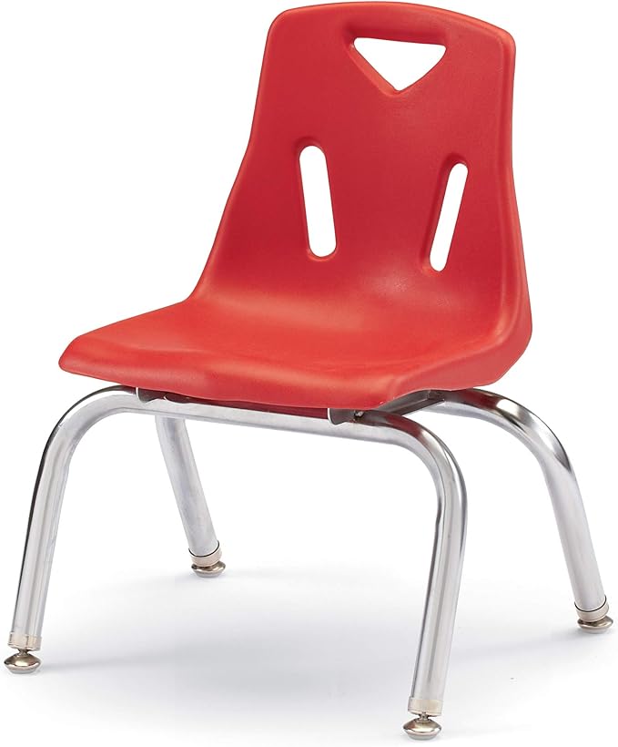 Berries Jonti-Craft 8140JC6008 Stacking Chairs with Chrome-Plated Legs, 10" Height, Red, Pack of 6