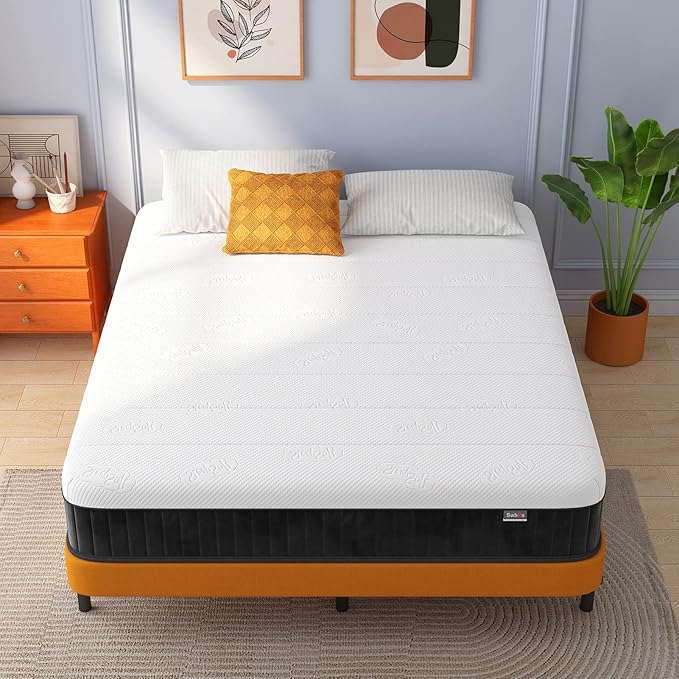 Queen Mattress 12 Inch, Hybrid Mattress Queen Size, Bed Matress in a Box, Pressure Relief & Fiberglass Free
