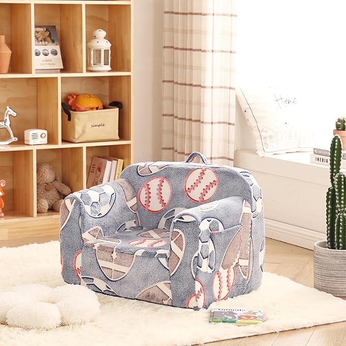 Toddler Chair Plush Kids Couch, Comfy Kids Sofa Toddler Lounger Chair for Bedroom, Convertible Toddler Couch for Girls and Boys, Reading Chair for Kids