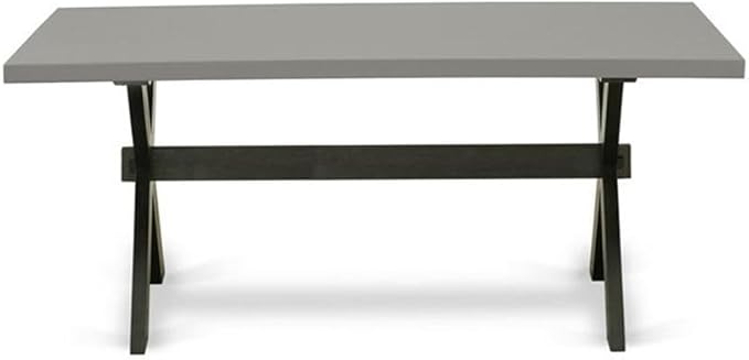 East West Furniture X697MZ606-9 9 Piece Kitchen Table & Chairs Set Includes a Rectangle Dining Room Table with X-Legs and 8 Shitake Linen Fabric Parsons Chairs, 40x72 Inch, Multi-Color