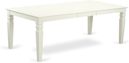 East West Furniture LGDA9-LWH-W 9 Piece Dining Room Table Set Includes a Rectangle Kitchen Table with Butterfly Leaf and 8 Dining Chairs, 42x84 Inch, Linen White