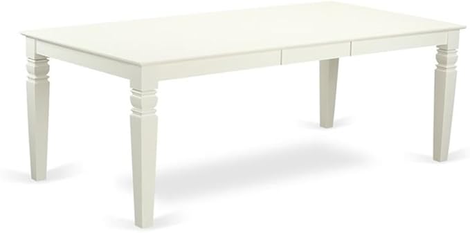 East West Furniture LGDA5-LWH-W 5 Piece Kitchen Table Set for 4 Includes a Rectangle Dining Room Table with Butterfly Leaf and 4 Solid Wood Seat Chairs, 42x84 Inch, Linen White
