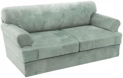 H.VERSAILTEX Sofa Cover 3 Piece T Cushion Sofa Slipcovers Thick Velvet Couch Cover Stretch T Cushion Sofa Covers for 2 Cushion Couch with 2 Individual T Cushion Covers Washable, Sea Grass