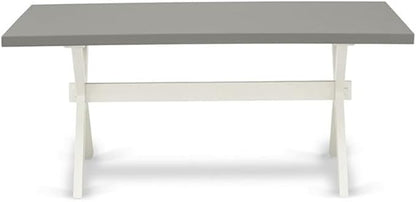 East West Furniture X097MZ001-5 5 Piece Dining Table Set for 4 Includes a Rectangle Kitchen Table with X-Legs and 4 Cream Linen Fabric Parsons Dining Chairs, 40x72 Inch, Multi-Color