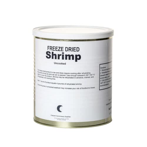 Freeze Dried Canned Uncooked Shrimp | Jarred and Packed Emergency Food Supply | Hunting, Survival, Camping, Backpacking Long Term Food Storage 25+ years shelf life | Easy Prep Survival Food 10 Size Cans (Uncooked Shrimp)