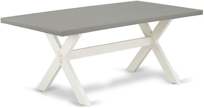 East West Furniture X097AB264-9 9 Piece Dining Table Set Includes a Rectangle Kitchen Table with X-Legs and 8 White Faux Leather Parson Dining Room Chairs, 40x72 Inch, Multi-Color