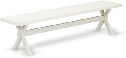 East West Furniture X027AB264-6 6 Piece Dining Table Set Contains a Rectangle Kitchen Table with X-Legs and 4 White Faux Leather Upholstered Chairs with a Bench, 40x72 Inch, Multi-Color