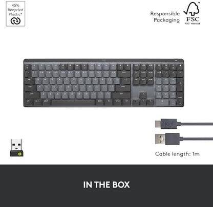 Logitech MX Mechanical Mini Wireless Illuminated Keyboard, Clicky Switches, Backlit, Bluetooth, USB-C, macOS, Windows, Linux, iOS, Android, Metal