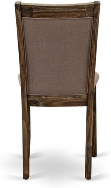 East West Furniture X797MZ748-6 6 Piece Dinette Set Contains a Rectangle Dining Table with X-Legs and 4 Coffee Linen Fabric Parson Chairs with a Bench, 40x72 Inch, Multi-Color