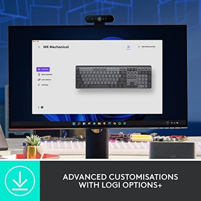 Logitech MX Mechanical Mini Wireless Illuminated Keyboard, Clicky Switches, Backlit, Bluetooth, USB-C, macOS, Windows, Linux, iOS, Android, Metal