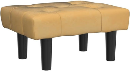 HOUCHICS Small Footstool Ottoman,Velvet Soft Footrest Ottoman with Wood Legs,Sofa Footrest Extra Seating for Living Room Entryway Office(Yellow 1PACK)