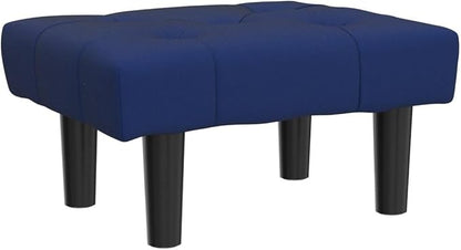 HOUCHICS Small Footstool Ottoman, Velvet Wooden Foot Stool Ottoman with Wood Legs, Sofa Footrest Extra Seating for Living Room Entryway Office(Blue 1PACK)