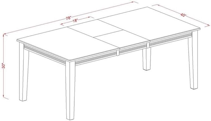 East West Furniture QUWE5-BCH-W 5 Piece Dining Table Set for 4 Includes a Rectangle Kitchen Table with Butterfly Leaf and 4 Kitchen Dining Chairs, 40x78 Inch, Black & Cherry