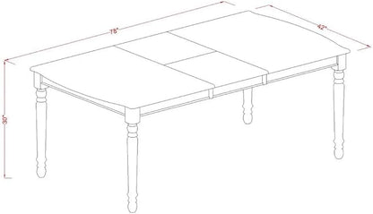 East West Furniture DODA7-MAH-26 7 Piece Dining Room Set Consists of a Rectangle Wooden Table with Butterfly Leaf and 6 Polyester Fabric Upholstered Chairs, 42x78 Inch, Mahogany