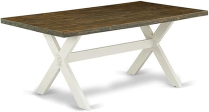 East West Furniture X077SI215-5 5 Piece Kitchen Table & Chairs Set Includes a Rectangle Dining Table with X-Legs and 4 Baby Blue Linen Fabric Parson Chairs, 40x72 Inch, Multi-Color