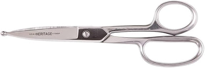 Klein Tools G758BP Scissors, Made in USA, Straight Trimmer with Ball Point for Poultry Venting, Stainless Steel, 8-Inch