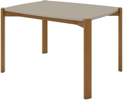 Manhattan Comfort Gales 47-Inch Mid Century Modern Dining Table for 2-4 Person, Unique Minimalist Home Furniture with Solid Eucalyptus Wood Legs, Off White