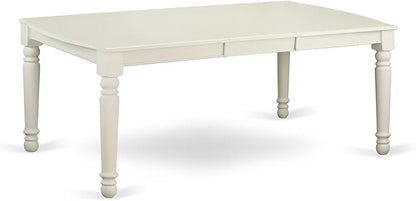 East West Furniture DOCL9-LWH-W 9 Piece Dining Table Set Includes a Rectangle Dinner Table with Butterfly Leaf and 8 Dining Room Chairs, 42x78 Inch, Linen White