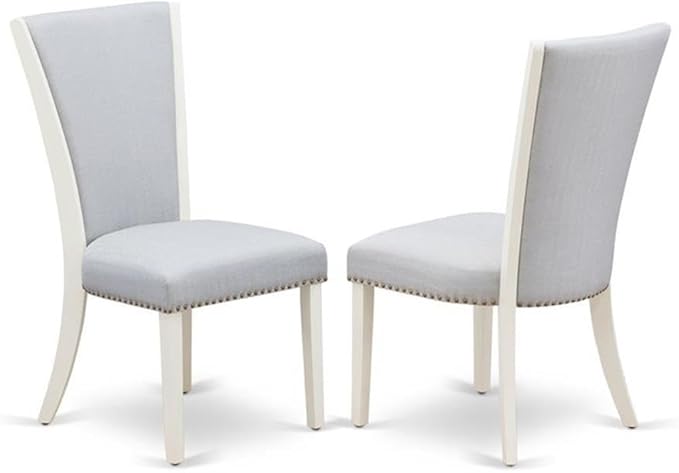 East West Furniture X077VE005-6 6 Piece Modern Dining Table Set Contains a Rectangle Wooden Table with X-Legs and 4 Grey Linen Fabric Parson Chairs with a Bench, 40x72 Inch, Multi-Color