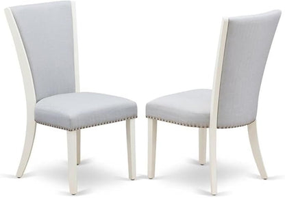 East West Furniture X077VE005-6 6 Piece Modern Dining Table Set Contains a Rectangle Wooden Table with X-Legs and 4 Grey Linen Fabric Parson Chairs with a Bench, 40x72 Inch, Multi-Color