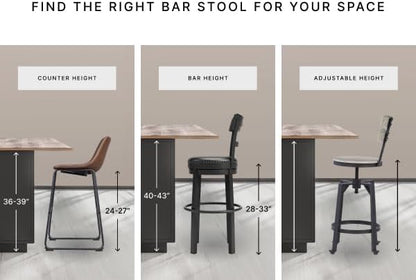 Signature Design by Ashley Skempton Modern 24" Counter Height Upholstered Barstool, 2 Count, Whitewash