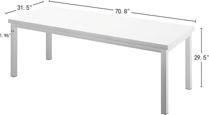 70.8 Inch Large Computer Desk, Long Gaming Table, Modern Two Person Desk Large Executive Office Desk, Double Desk at Home, Perfect for Work, Gaming, Studying, and Writing, Etc., White