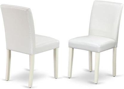 East West Furniture X027AB264-5 5 Piece Dining Table Set Includes a Rectangle Dining Room Table with X-Legs and 4 White Faux Leather Parsons Chairs, 40x72 Inch, Multi-Color