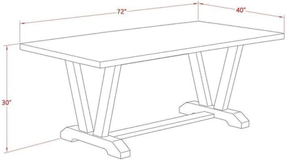 East West Furniture V027VE005-6 6 Piece Dining Table Set Contains a Rectangle Dining Room Table with V-Legs and 4 Grey Linen Fabric Parson Chairs with a Bench, 40x72 Inch, Multi-Color