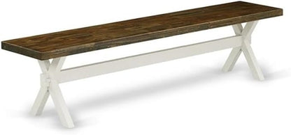 East West Furniture X077VE005-6 6 Piece Modern Dining Table Set Contains a Rectangle Wooden Table with X-Legs and 4 Grey Linen Fabric Parson Chairs with a Bench, 40x72 Inch, Multi-Color