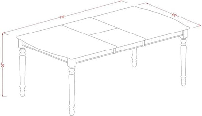 East West Furniture DOAN9-WHI-W 9 Piece Kitchen Table & Chairs Set Includes a Rectangle Dining Room Table with Butterfly Leaf and 8 Solid Wood Seat Chairs, 42x78 Inch, Buttermilk & Cherry