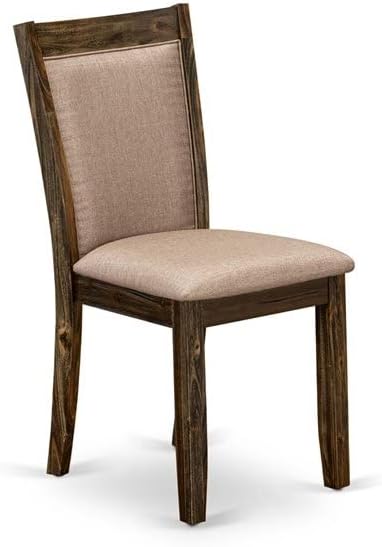 East West Furniture X797MZ716-7 7 Piece Modern Dining Table Set Consist of a Rectangle Wooden Table with X-Legs and 6 Dark Khaki Linen Fabric Upholstered Chairs, 40x72 Inch, Multi-Color
