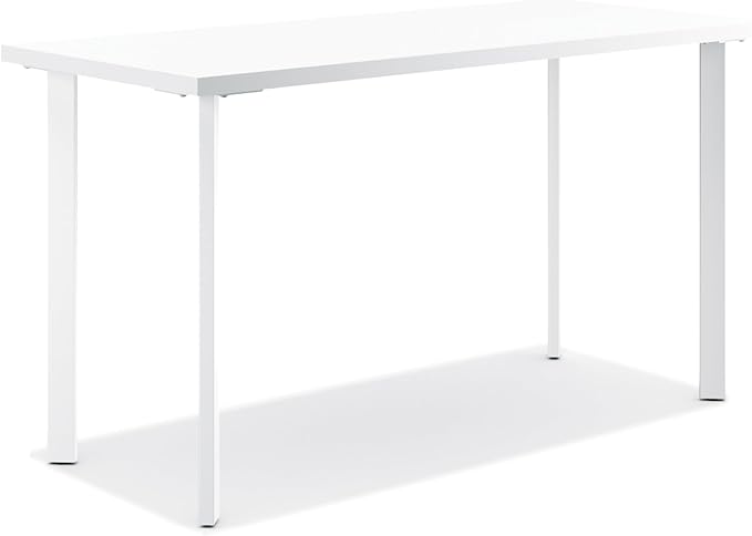HON Coze Home Office Desks, Sturdy Table Computer Desk, 54", White Top, White Base