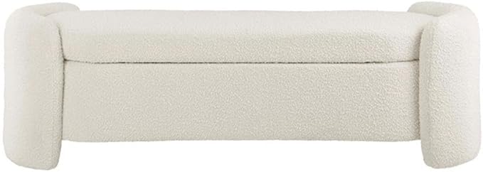 Modway Nebula Boucle Upholstered Storage Bench in Ivory