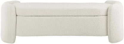 Modway Nebula Boucle Upholstered Storage Bench in Ivory