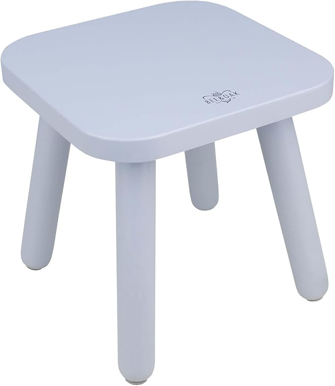 BEE&OAK Wooden Step Stools for Adults, Solid Rubber Wood Non-Slip Step Foot Stool, Heavy Duty 300 lbs One Step Stool for Bedroom, Bathroom, Kitchen (Blue, 9.25" (D) x 9.25"(W) x 8.86"(H))