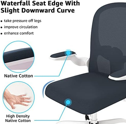 Ergonomic Office Chair, Comfort Swivel Home Office Task Chair, Breathable Mesh Desk Chair, Lumbar Support Computer Chair with Flip-up Arms and Adjustable Height